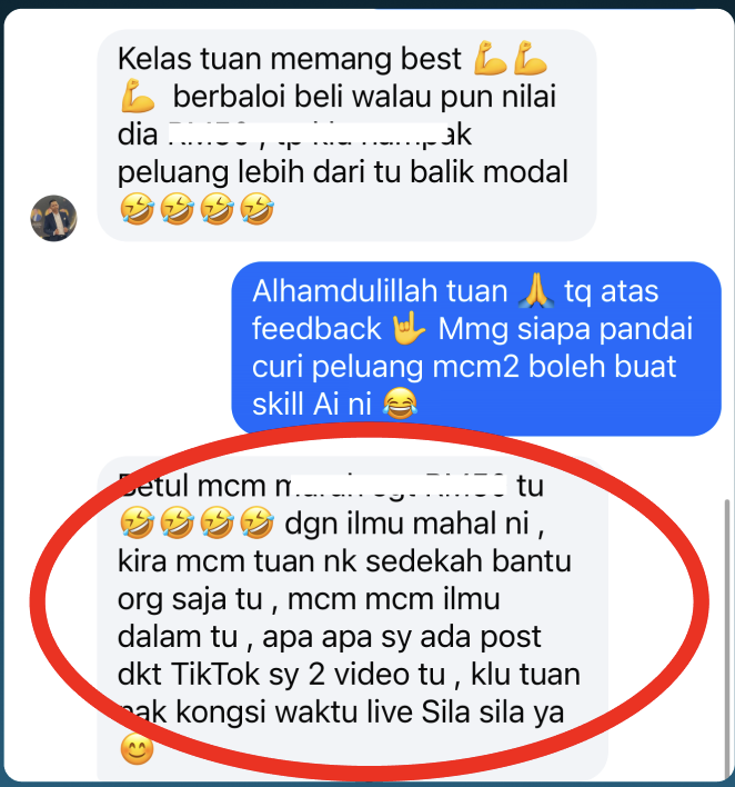 Screenshot penuh feedback student SVC